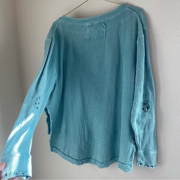 Free People Fall For You Thermal Henley Aspen Sky Size XS - Picture 6 of 8